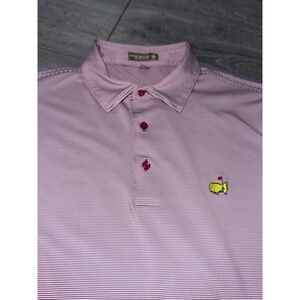 Peter Millar Golf Polo Shirt Mens Large Red Striped Summer Comfort Masters‎